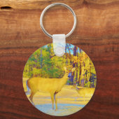 ライトブルーの口ひげ鹿 キーホルダー (正面)