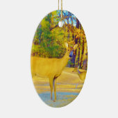 ライトブルーの口ひげ鹿 セラミックオーナメント (右)