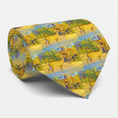 ライトブルーの口ひげ鹿 ネクタイ (ロール)