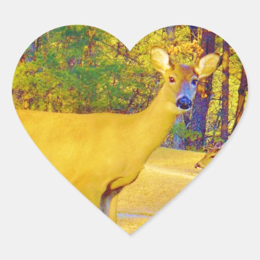 ライトブルーの口ひげ鹿 ハートシール (正面)