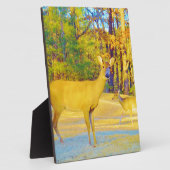 ライトブルーの口ひげ鹿 フォトプラーク (側面)