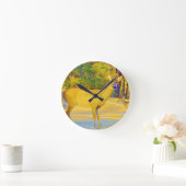 ライトブルーの口ひげ鹿 ラウンド壁時計 (ホーム)