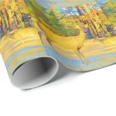 ライトブルーの口ひげ鹿 ラッピングペーパー (ロールコーナー)