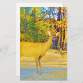 ライトブルーの口ひげ鹿 便箋 (正面/裏面)