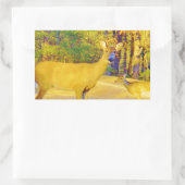 ライトブルーの口ひげ鹿 長方形シール (バッグ)