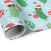 ライトブルーの可愛いクリスマスピクルス ラッピングペーパー (ロールコーナー)