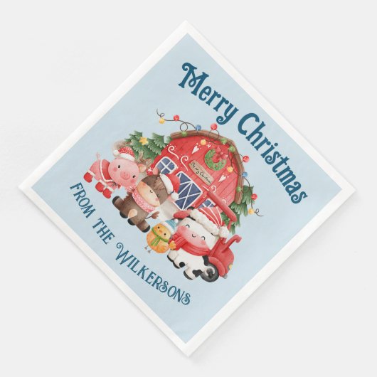 ライトブルーの可愛いクリスマスファーム動物 (コーナー)