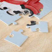 ライトブルーの可愛いクリスマスファーム動物 ジグソーパズル (側面)