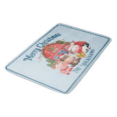 ライトブルーの可愛いクリスマスファーム動物 バスマット (アングル)