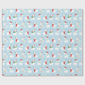 ライトブルーの可愛いクリスマスラマ ラッピングペーパー (フラット)