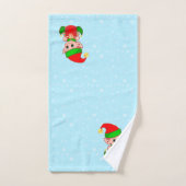 ライトブルーの可愛いクリスマス小人 バスタオルセット (ハンドタオル)