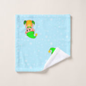 ライトブルーの可愛いクリスマス小人 バスタオルセット (ウォッシュタオル)