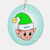 ライトブルーの可愛いクリスマス小妖精や小人セラミックオーナメント セラミックオーナメント (左)