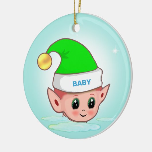 ライトブルーの可愛いクリスマス小妖精や小人セラミックオーナメント セラミックオーナメント (左)