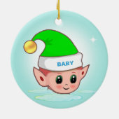 ライトブルーの可愛いクリスマス小妖精や小人セラミックオーナメント セラミックオーナメント (裏面)