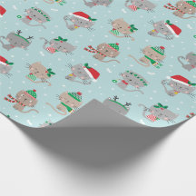 ライトブルーの可愛いクリスマス猫