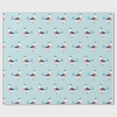 ライトブルーの可愛いセーラーシーグル ラッピングペーパー (フラット)