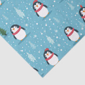ライトブルーの可愛いペンギンと雪片 薄葉紙 (詳細)