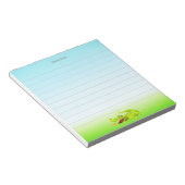 ライトブルーの可愛いワニが並ぶ ノートパッド (アングル)