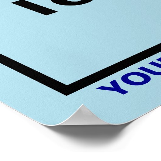 ライトブルーの四角いポスターにビジネス名とロゴ ポスター (角)