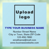 ライトブルーの四角い窓用ステッカーに掲載されたビジネスブランド ウィンドウサイン (シート3)