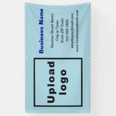 ライトブルーの四角形バナーにビジネスブランド 横断幕 (縦)