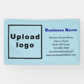 ライトブルーの四角形バナーにビジネスブランド 横断幕 (横)