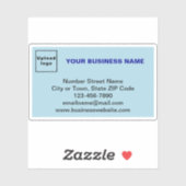 ライトブルーの四角形ビニールにビジネスブランド シール (シート)