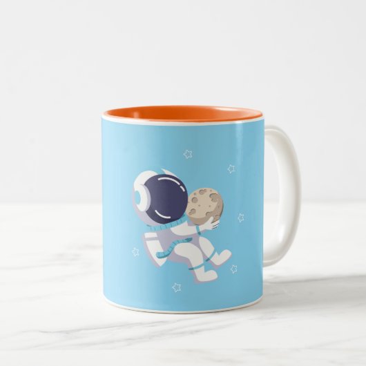 ライトブルーの宇宙飛行士 - マグカップ (正面右)