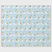 ライトブルーの帽子とスカーフが付いた可愛いラマ ラッピングペーパー (フラット)