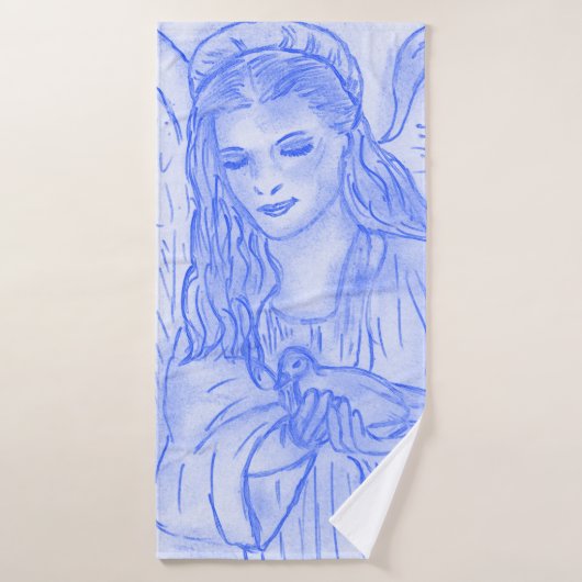 ライトブルーの平和な天使 バスタオルセット (バスタオル)