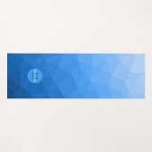 ライトブルーの幾何学的メッシュパターンモノグラム ヨガマット (正面(横))