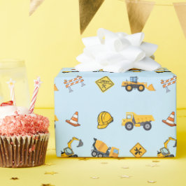ライトブルーの建設業の誕生日 ラッピングペーパー