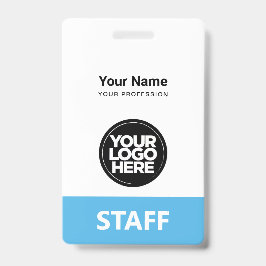 ライトブルーの従業員名ビジネスロゴスタッフラベル バッジ