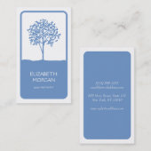ライトブルーの木のエンブレムロゴ 名刺 (正面/裏面)