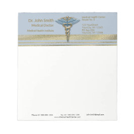 ライトブルーの杖の医療用フェイクゴールドフォイルストライプ ノートパッド