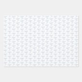 ライトブルーの格子弓エレガント男の子ベイビーシャワー ラッピングペーパーシート (正面2)