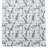 ライトブルーの格子模様ラベンダー シャワーカーテン (正面)