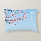 ライトブルーの梅とガラスの風鈴 アクセントクッション (正面)