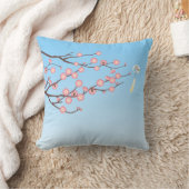 ライトブルーの梅とガラスの風鈴 クッション (ブランケット)