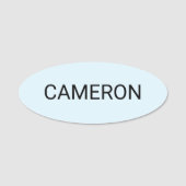 ライトブルーの楕円形の名前タグピンまたは磁気3インチ 名札 (正面)