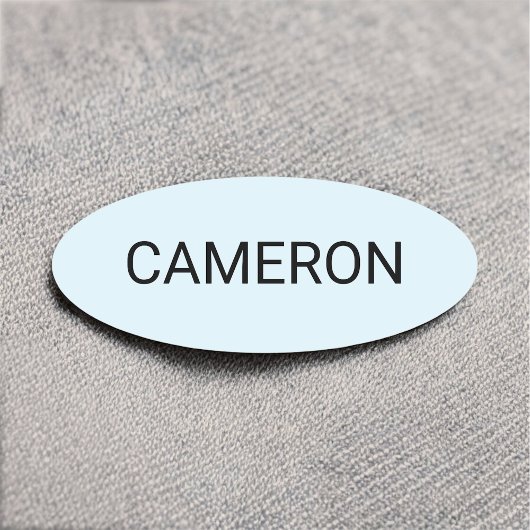 ライトブルーの楕円形の名前タグピンまたは磁気3インチ 名札