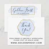 ライトブルーの水彩とモダンゴールドのジオ ポストカード (正面/裏面)