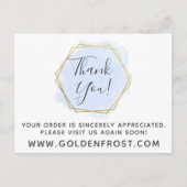 ライトブルーの水彩とモダンゴールドのジオ ポストカード (正面)