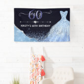 ライトブルーの水彩ドレス 誕生日 横断幕 (インサイチュ)