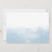 ライトブルーの水彩ハートスワッシュスクリプト結婚式 招待状 (裏面)