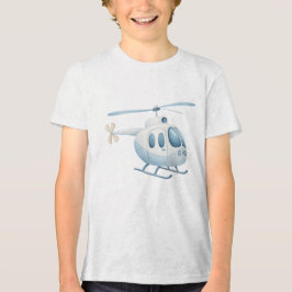 ライトブルーの水彩モダンヘリコプター トライブレンドＴシャツ