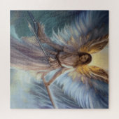 ライトブルーの水彩保護天使 ジグソーパズル (横)