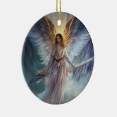 ライトブルーの水彩保護天使 セラミックオーナメント (右)