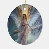 ライトブルーの水彩保護天使 セラミックオーナメント (左)